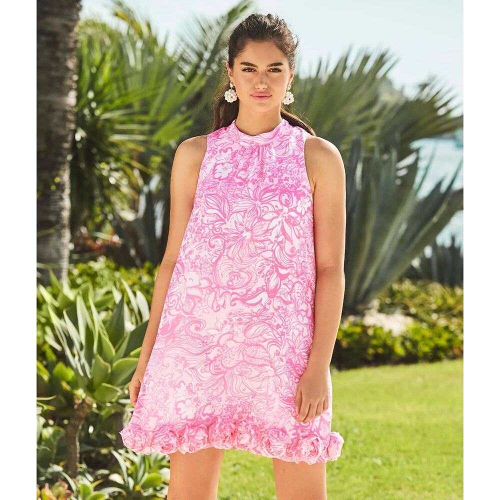 Lilly Pulitzer Linda Dress Size XS Pink Tropics Tint Bunny Hop